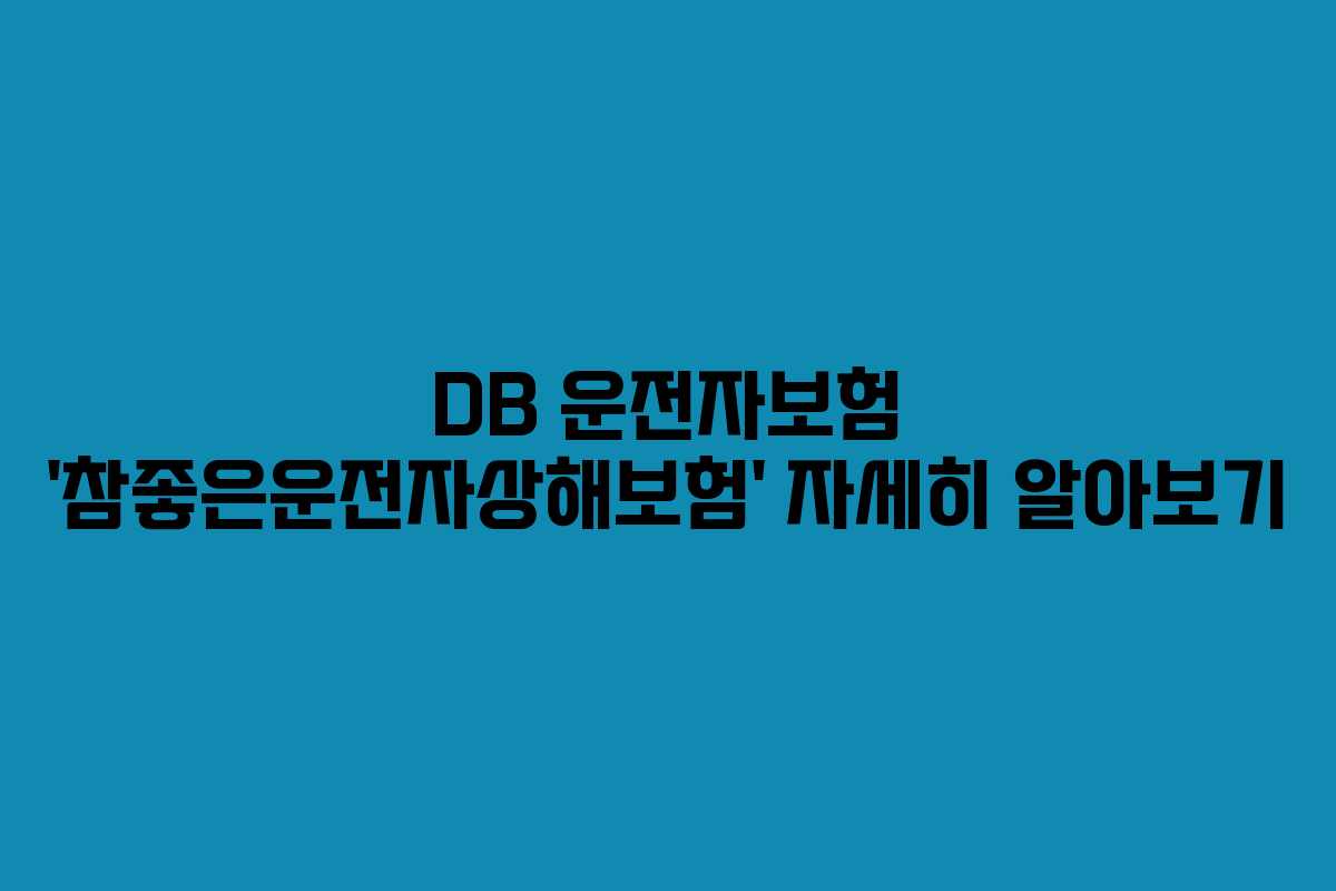 DB 운전자보험 ‘참좋은운전자상해보험’ 자세히 알아보기 DB 운전자보험 ‘참좋은운전자상해보험’ 자세히 알아보기