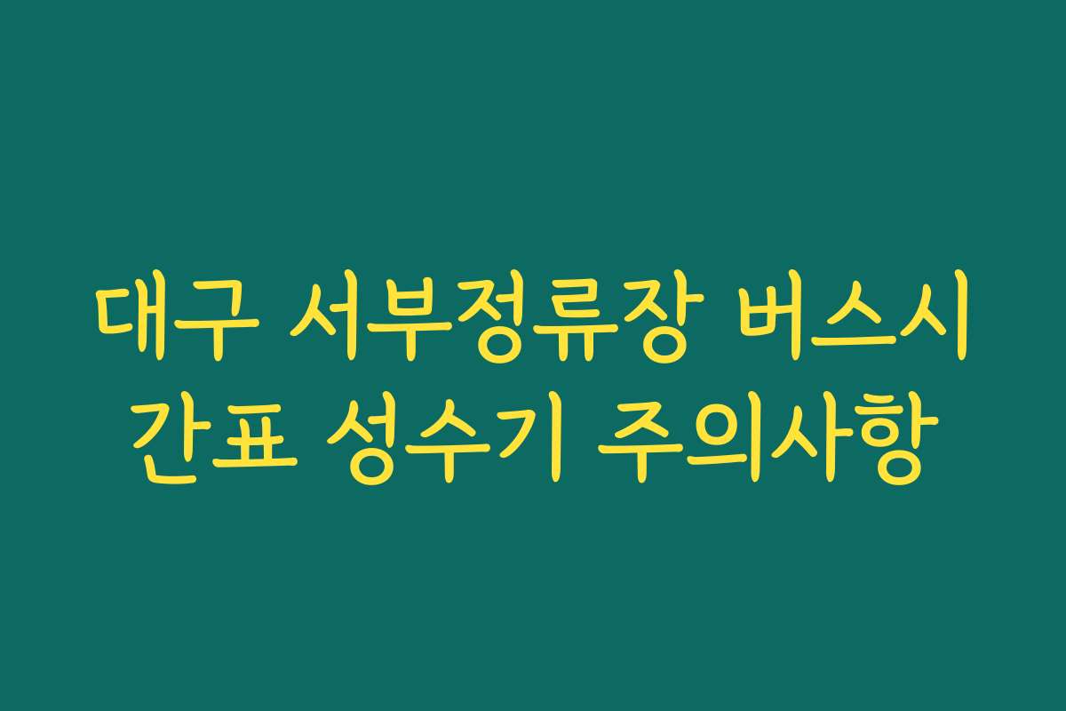 대구 서부정류장 버스시간표 성수기 주의사항