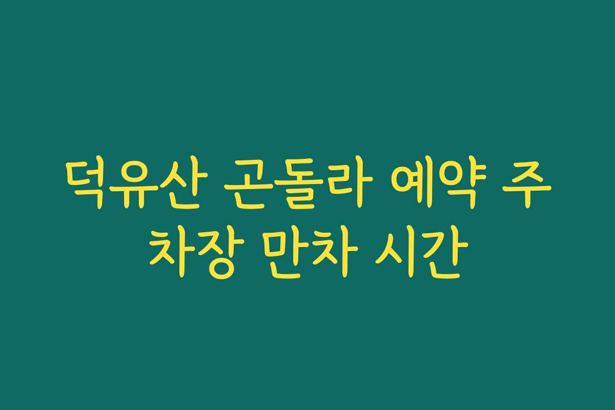 덕유산 곤돌라 예약 주차장 만차 시간