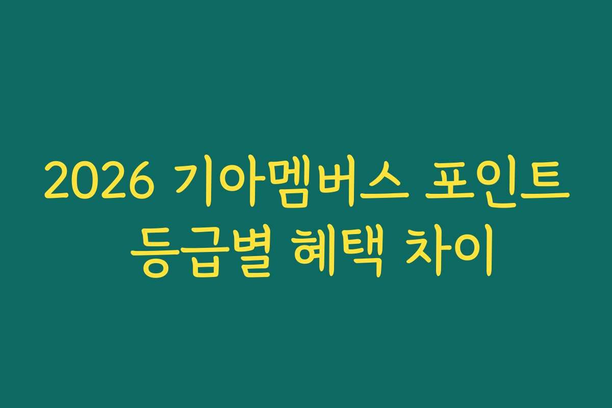 2026 기아멤버스 포인트 등급별 혜택 차이 2026 기아멤버스 포인트 등급별 혜택 차이