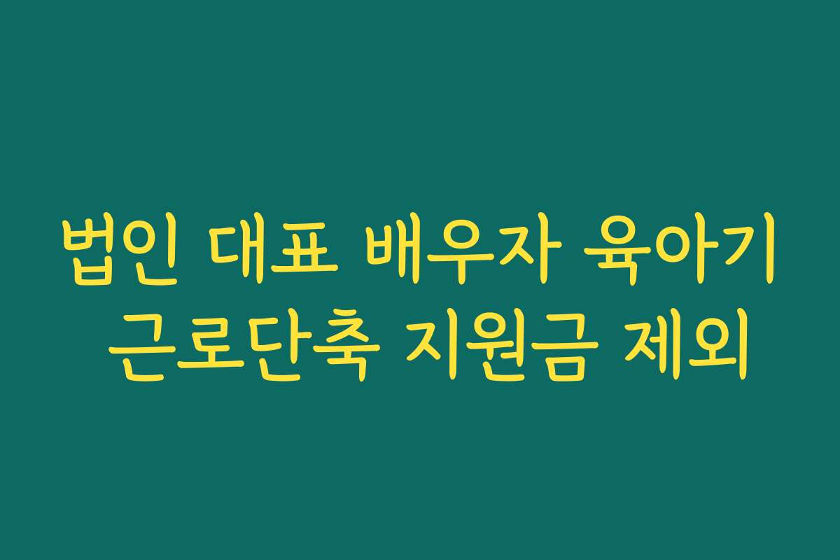 법인 대표 배우자 육아기 근로단축 지원금 제외 법인 대표 배우자 육아기 근로단축 지원금 제외