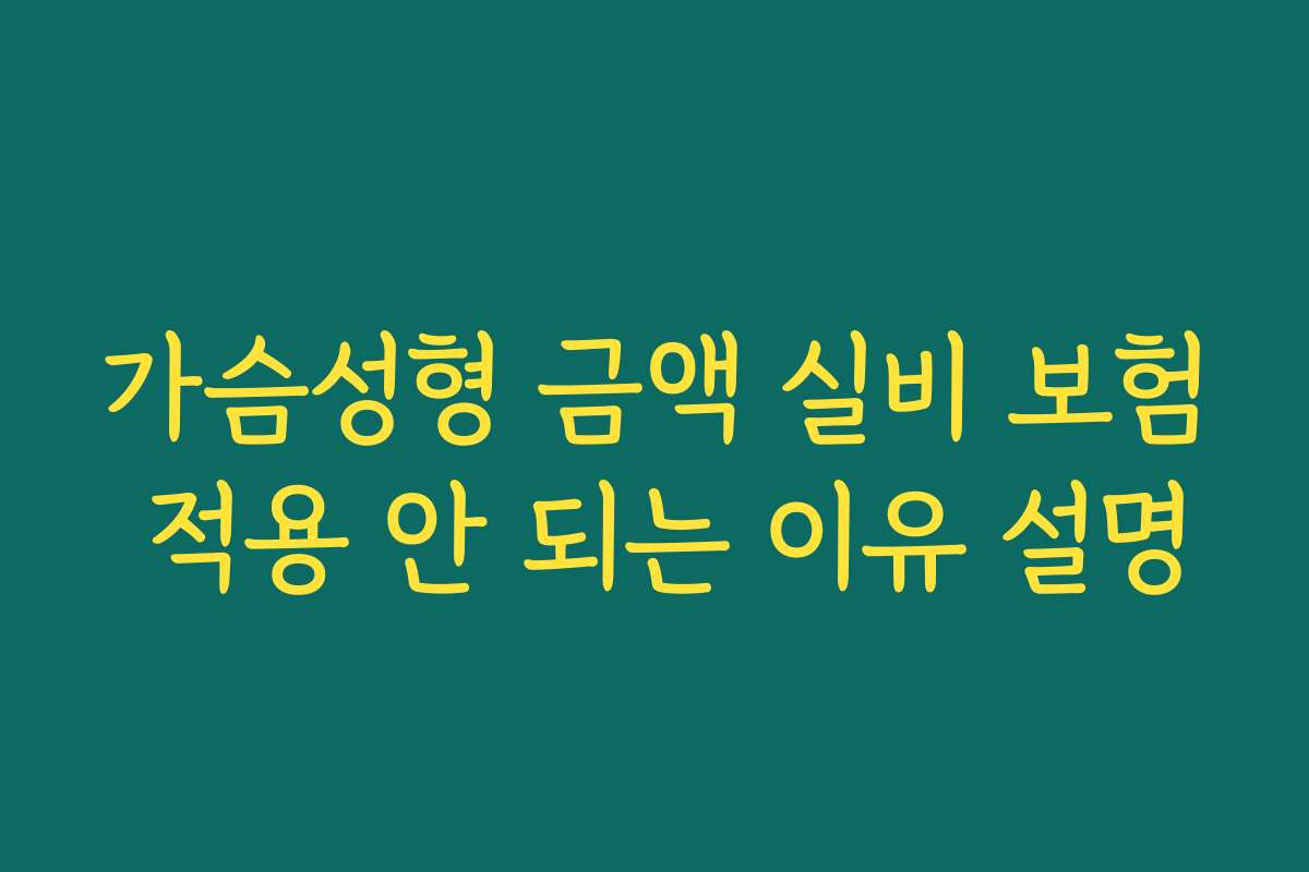 가슴성형 금액 실비 보험 적용 안 되는 이유 설명