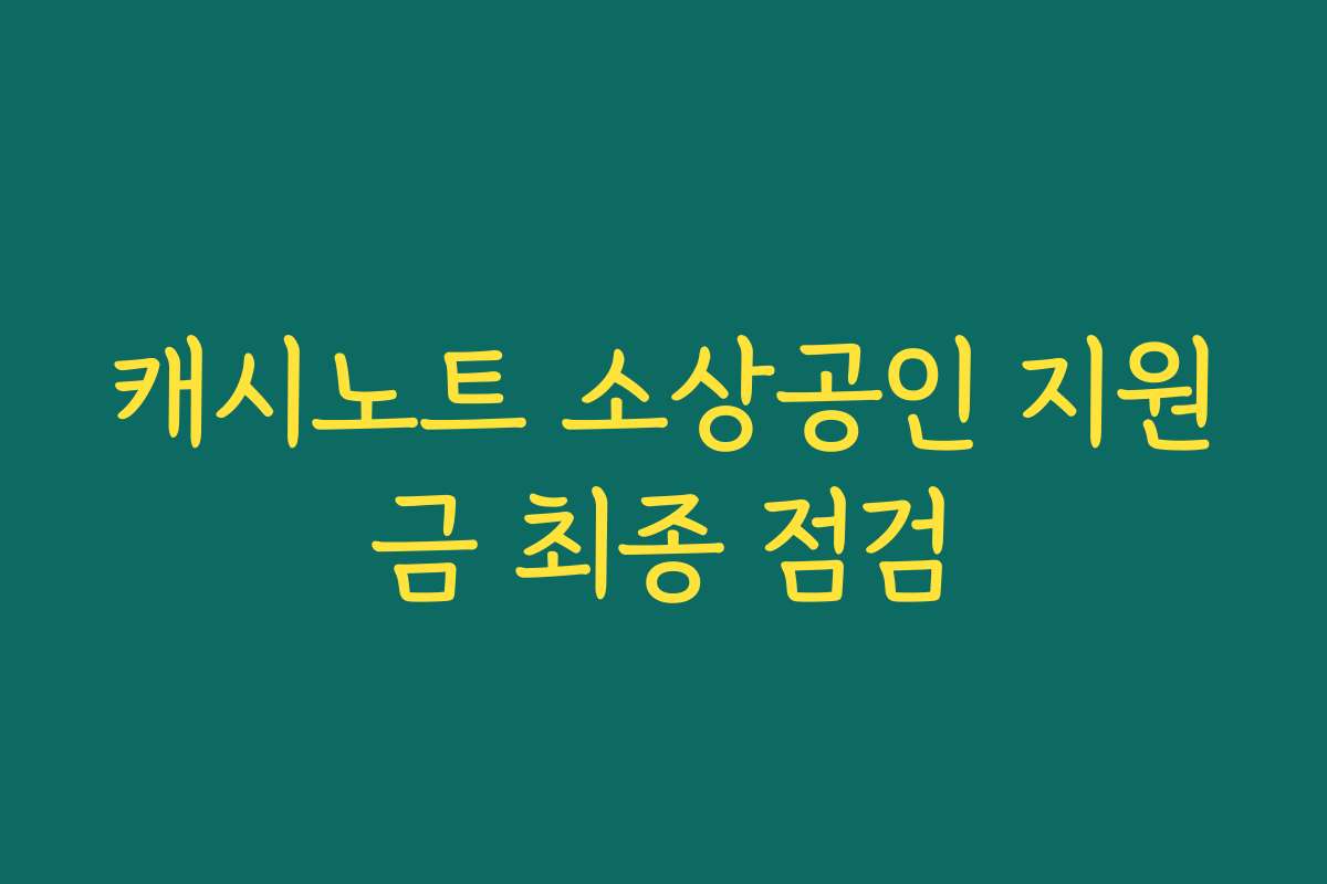 캐시노트 소상공인 지원금 최종 점검