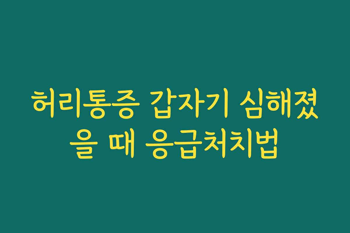 허리통증 갑자기 심해졌을 때 응급처치법 허리통증 갑자기 심해졌을 때 응급처치법