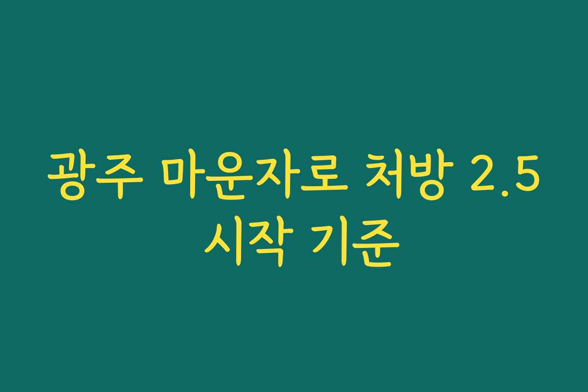 광주 마운자로 처방 2.5 시작 기준 광주 마운자로 처방 2.5 시작 기준