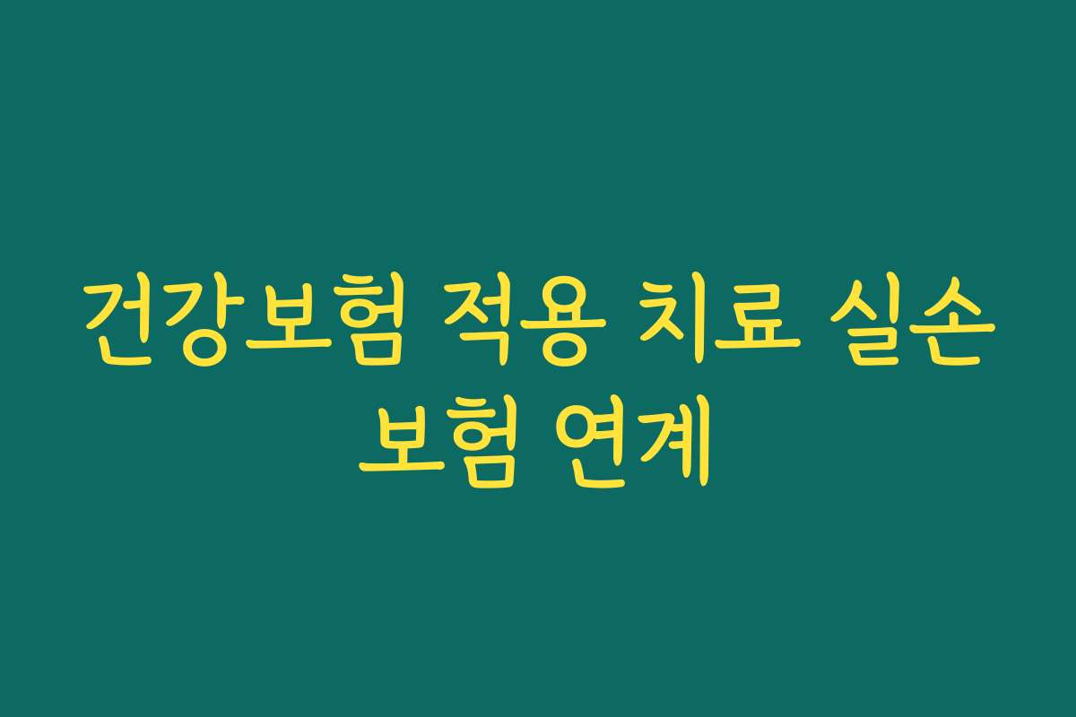 건강보험 적용 치료 실손보험 연계 건강보험 적용 치료 실손보험 연계