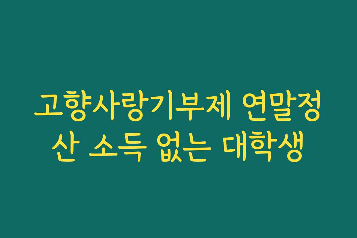고향사랑기부제 연말정산 소득 없는 대학생