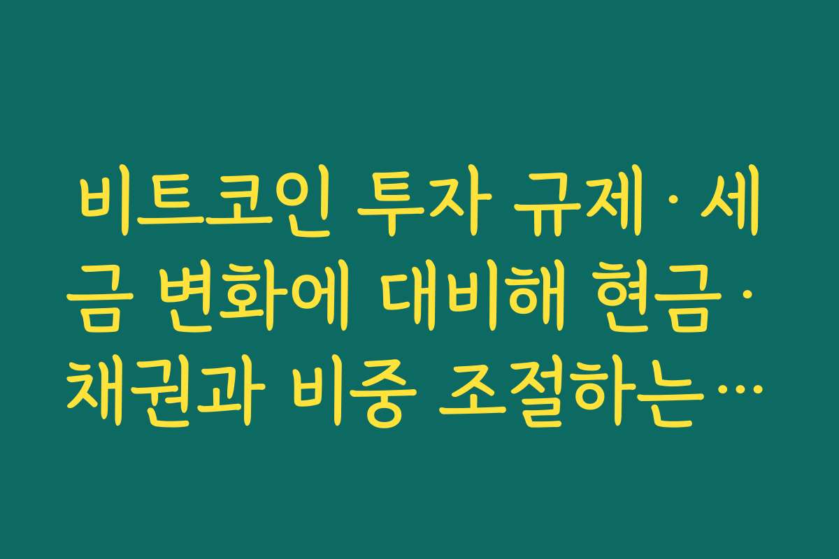 비트코인 투자 규제·세금 변화에 대비해 현금·채권과 비중 조절하는 방법