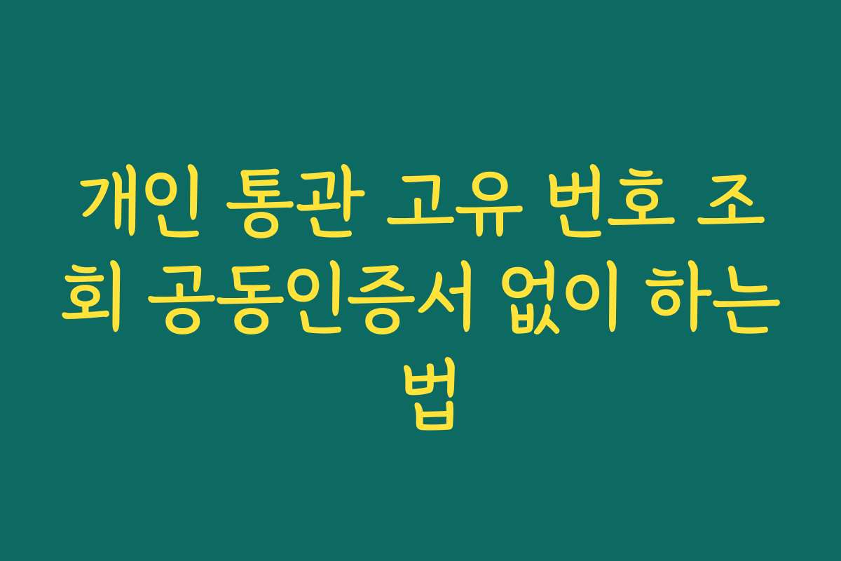 개인 통관 고유 번호 조회 공동인증서 없이 하는 법 개인 통관 고유 번호 조회 공동인증서 없이 하는 법