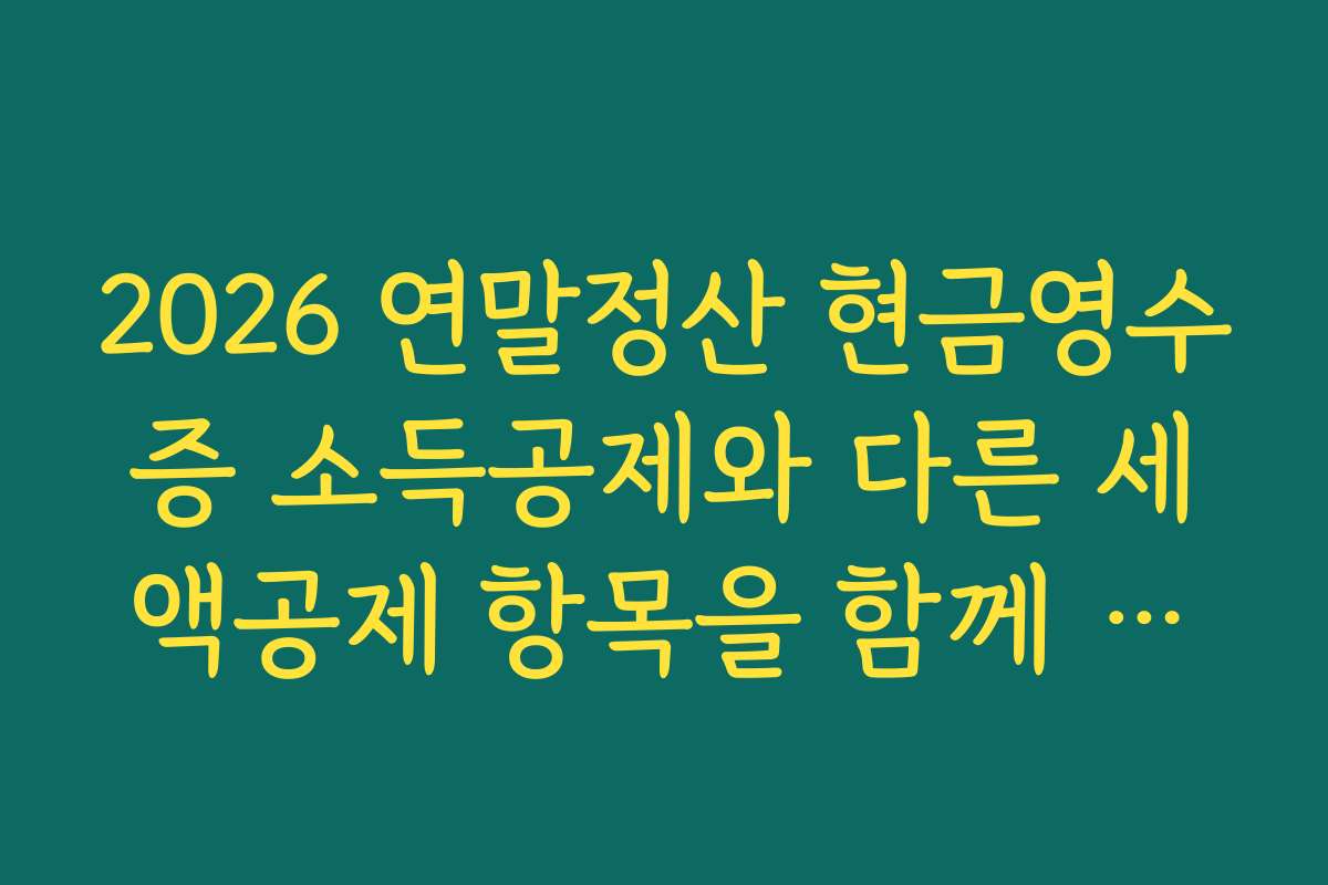 2026 연말정산 현금영수증 소득공제와 다른 세액공제 항목을 함께 고려하는 방법