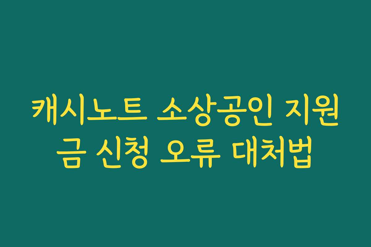 캐시노트 소상공인 지원금 신청 오류 대처법