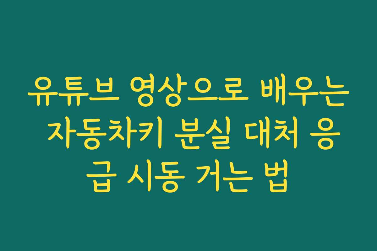 유튜브 영상으로 배우는 자동차키 분실 대처 응급 시동 거는 법