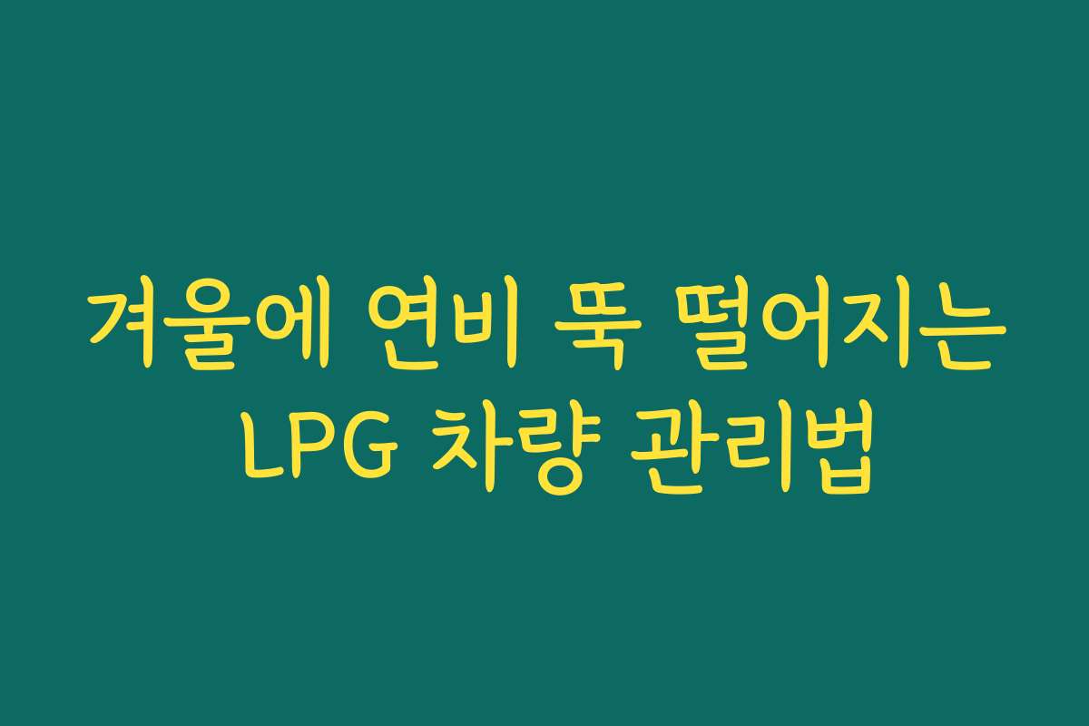 겨울에 연비 뚝 떨어지는 LPG 차량 관리법 겨울에 연비 뚝 떨어지는 LPG 차량 관리법