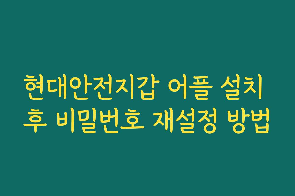 현대안전지갑 어플 설치 후 비밀번호 재설정 방법
