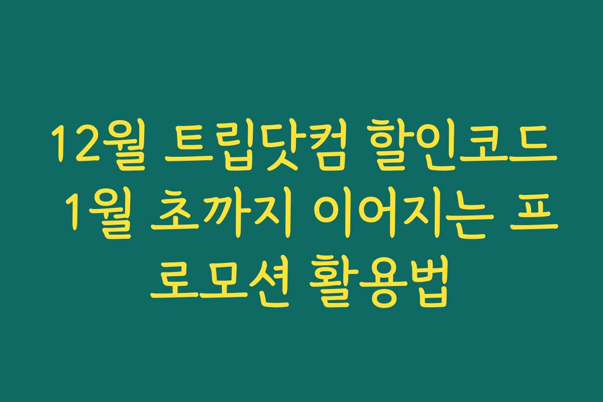 12월 트립닷컴 할인코드 1월 초까지 이어지는 프로모션 활용법 12월 트립닷컴 할인코드 1월 초까지 이어지는 프로모션 활용법