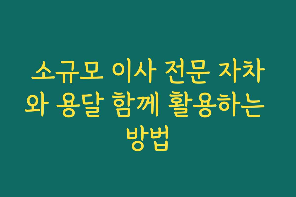 소규모 이사 전문 자차와 용달 함께 활용하는 방법