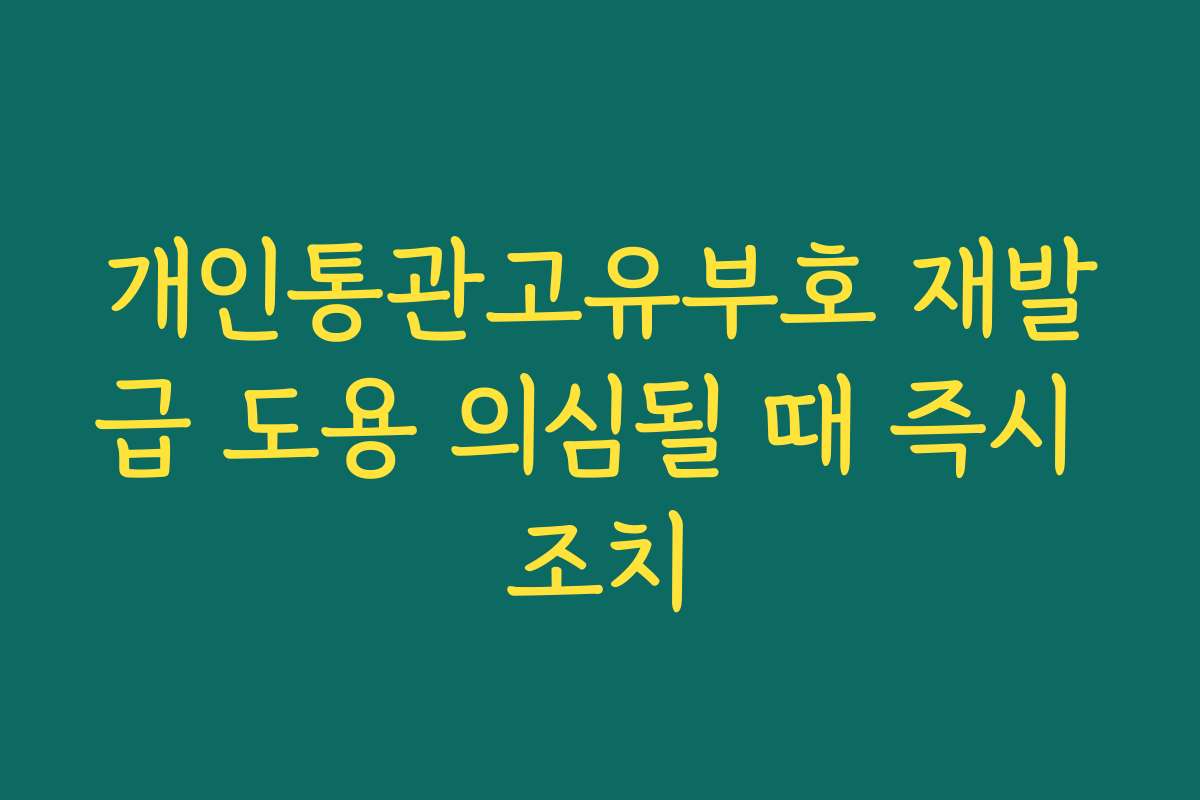 개인통관고유부호 재발급 도용 의심될 때 즉시 조치