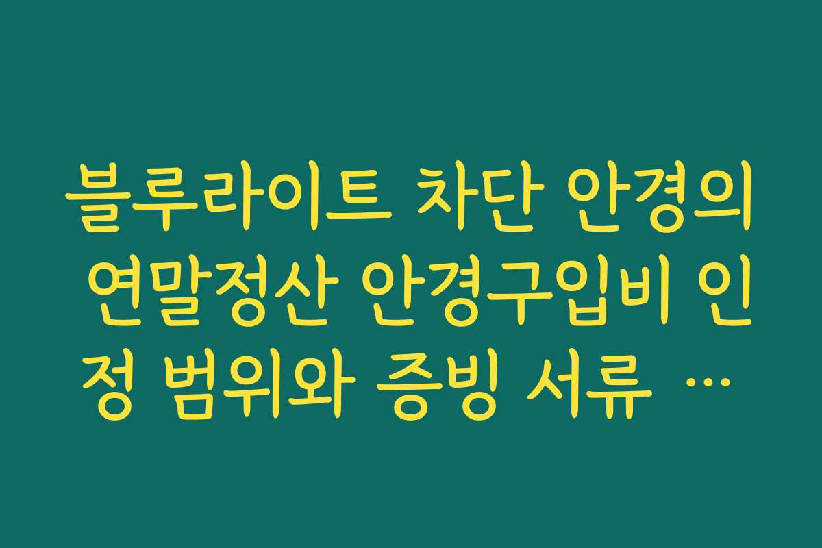 블루라이트 차단 안경의 연말정산 안경구입비 인정 범위와 증빙 서류 안내 블루라이트 차단 안경의 연말정산 안경구입비 인정 범위와 증빙 서류 안내