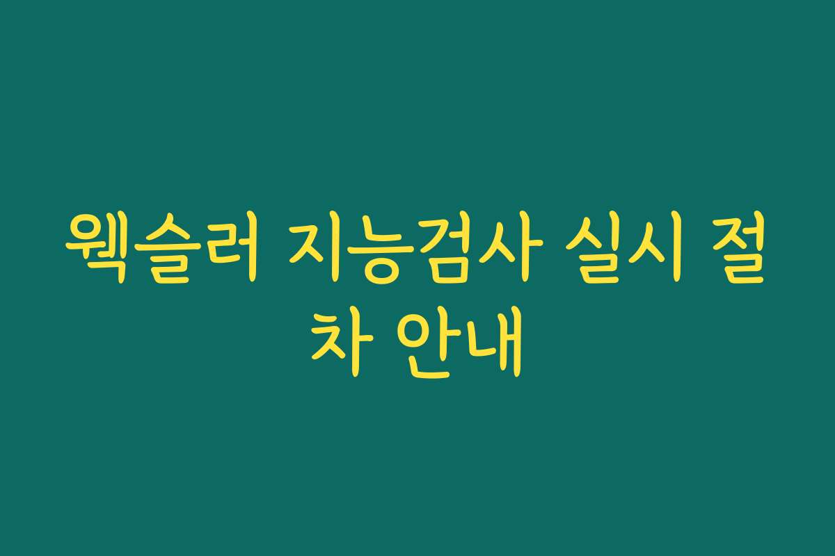 웩슬러 지능검사 실시 절차 안내