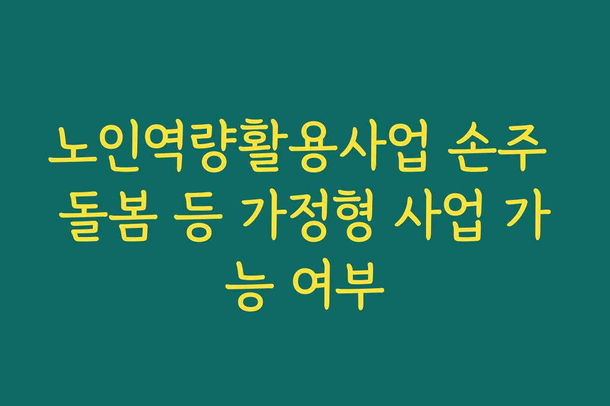 노인역량활용사업 손주 돌봄 등 가정형 사업 가능 여부 노인역량활용사업 손주 돌봄 등 가정형 사업 가능 여부
