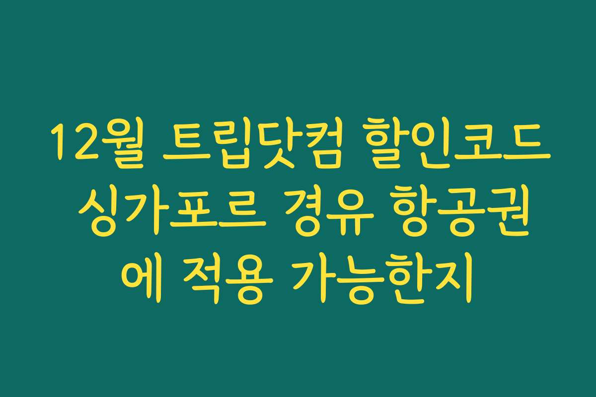 12월 트립닷컴 할인코드 싱가포르 경유 항공권에 적용 가능한지