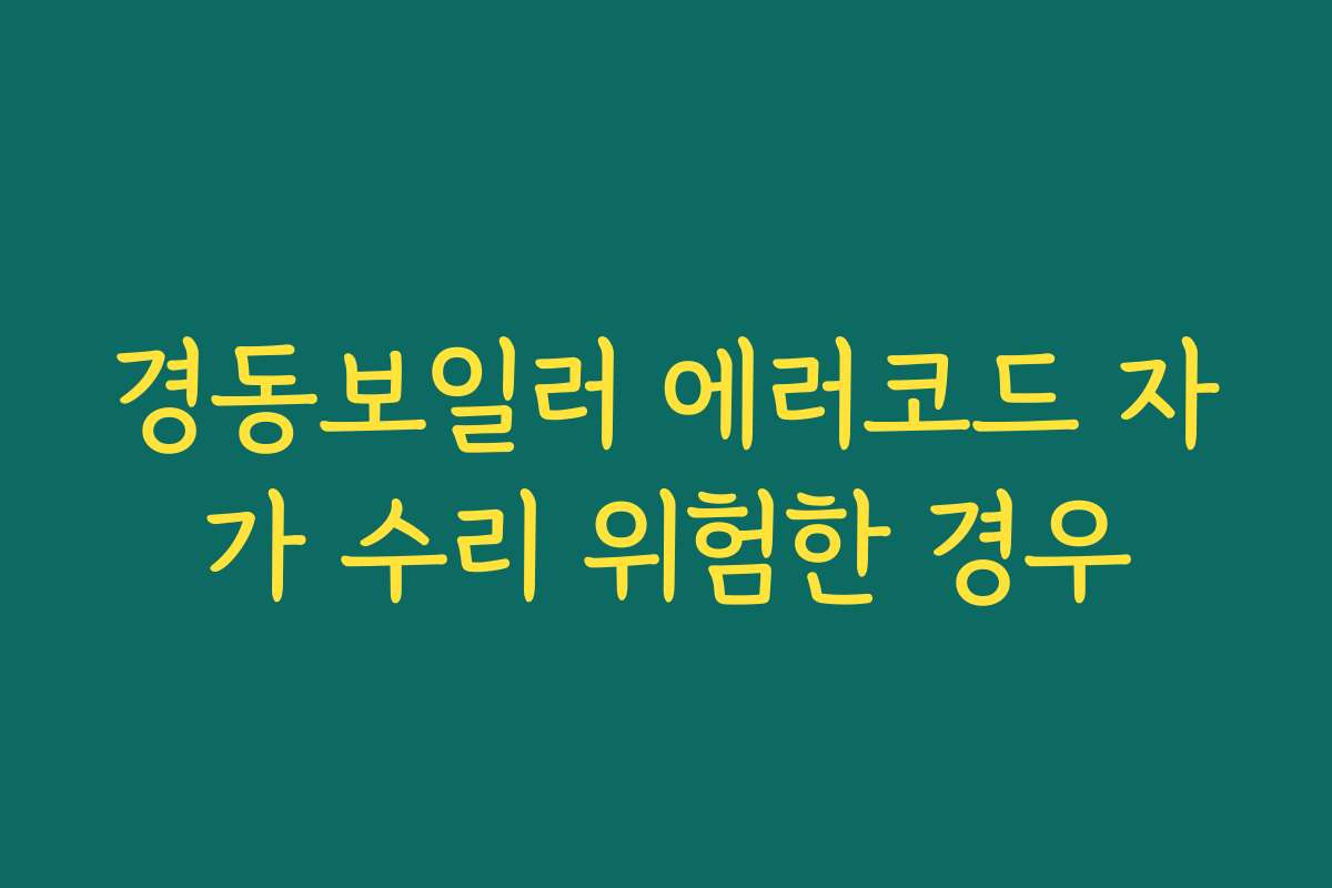 경동보일러 에러코드 자가 수리 위험한 경우 경동보일러 에러코드 자가 수리 위험한 경우