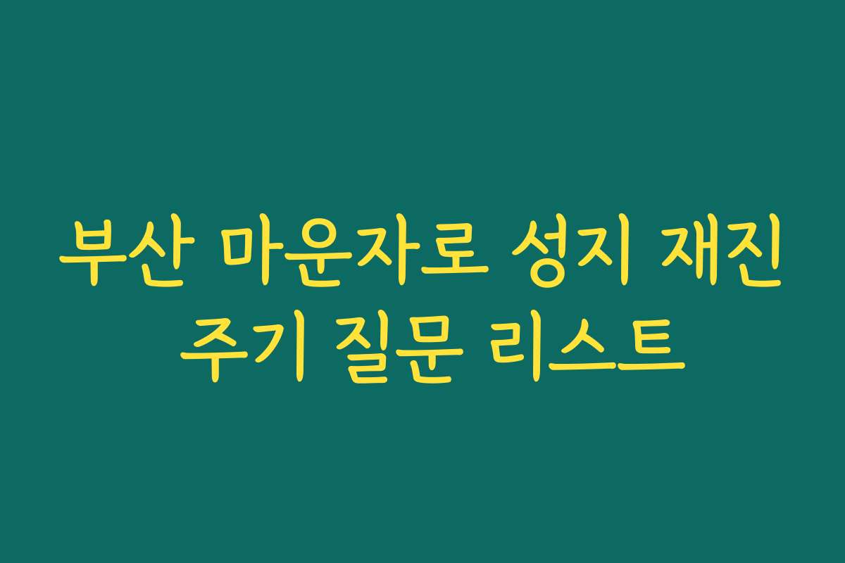 부산 마운자로 성지 재진 주기 질문 리스트