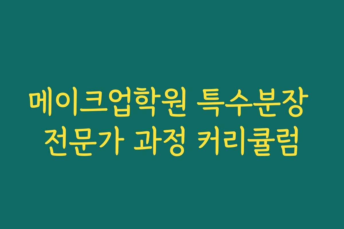 메이크업학원 특수분장 전문가 과정 커리큘럼