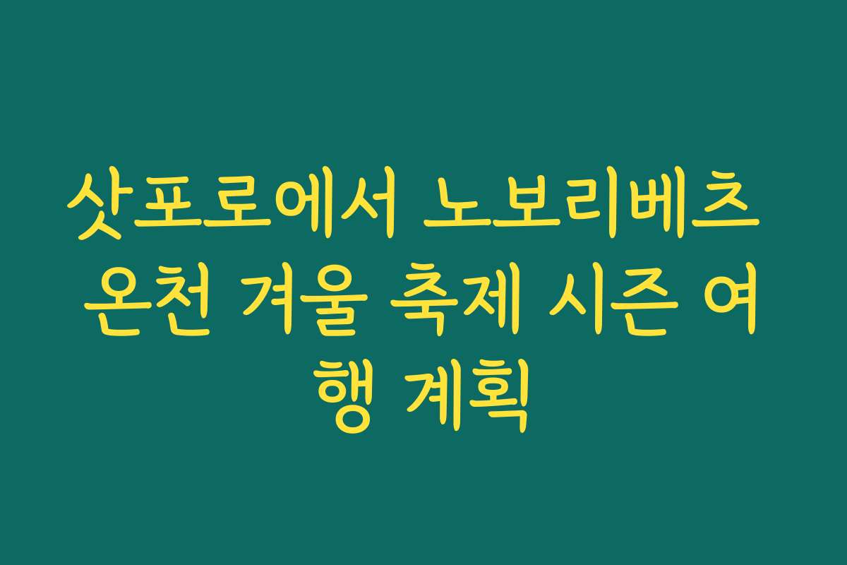 삿포로에서 노보리베츠 온천 겨울 축제 시즌 여행 계획