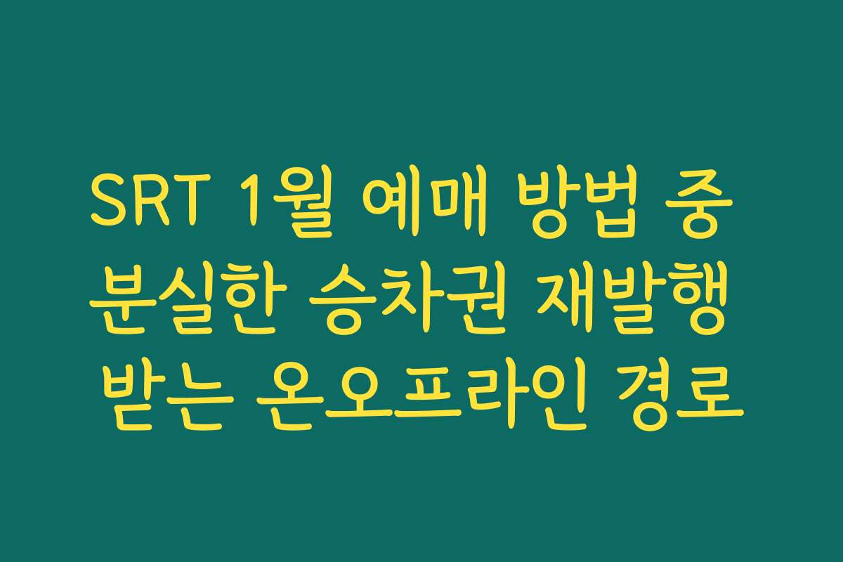SRT 1월 예매 방법 중 분실한 승차권 재발행 받는 온오프라인 경로 SRT 1월 예매 방법 중 분실한 승차권 재발행 받는 온오프라인 경로
