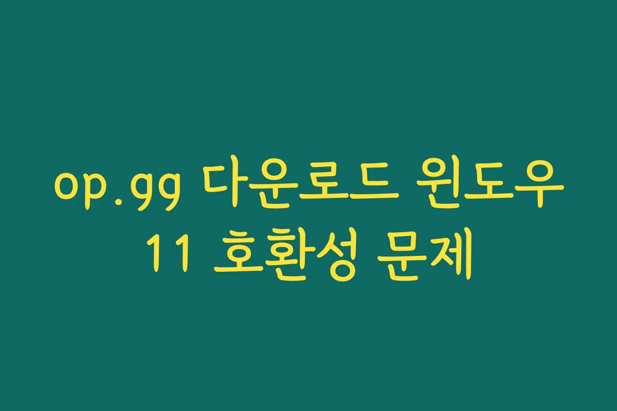 op.gg 다운로드 윈도우11 호환성 문제