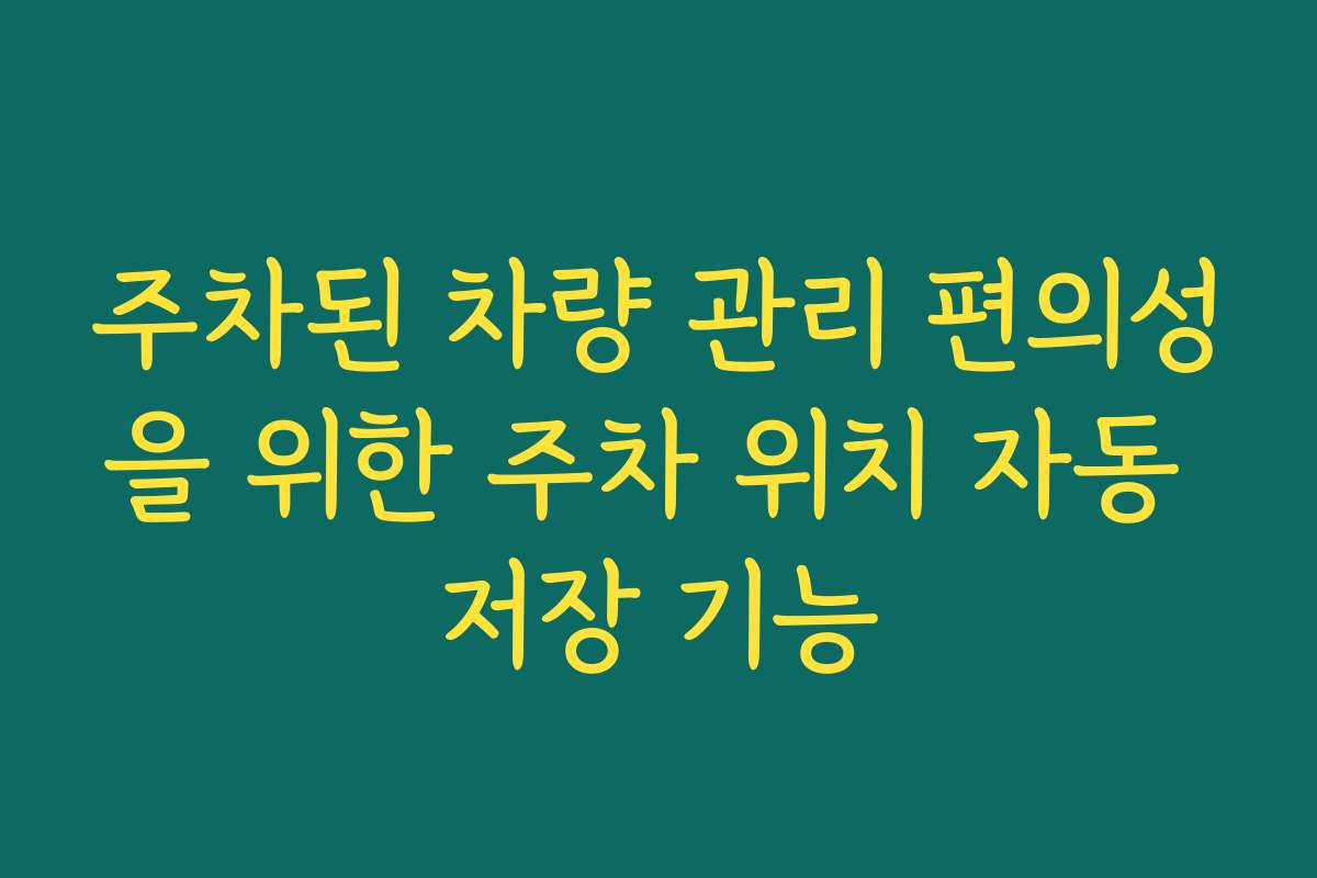 주차된 차량 관리 편의성을 위한 주차 위치 자동 저장 기능 주차된 차량 관리 편의성을 위한 주차 위치 자동 저장 기능