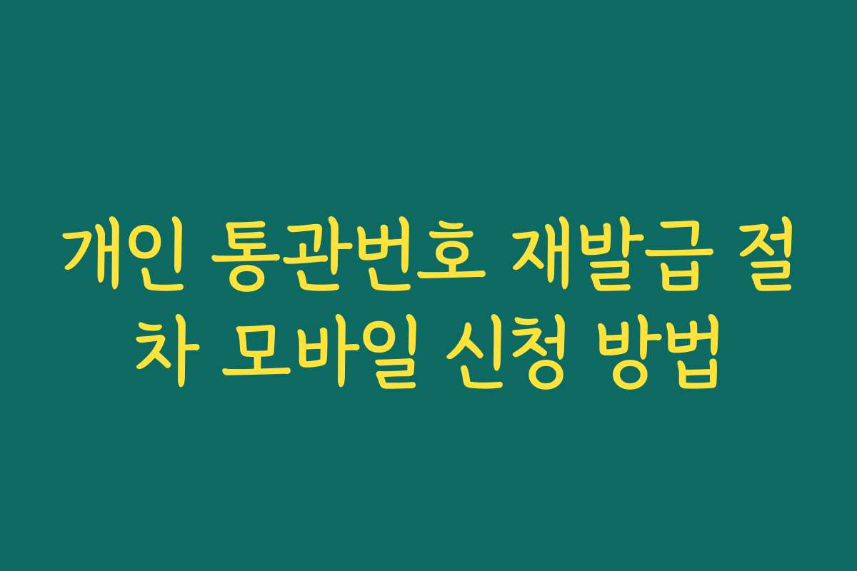 개인 통관번호 재발급 절차 모바일 신청 방법 개인 통관번호 재발급 절차 모바일 신청 방법