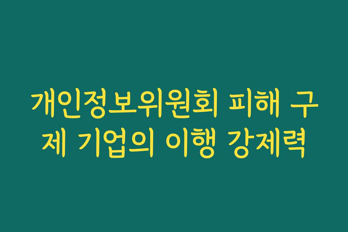 개인정보위원회 피해 구제 기업의 이행 강제력