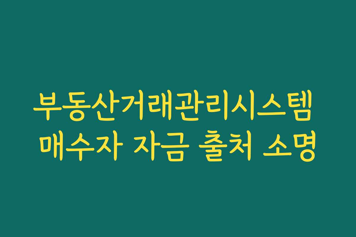 부동산거래관리시스템 매수자 자금 출처 소명