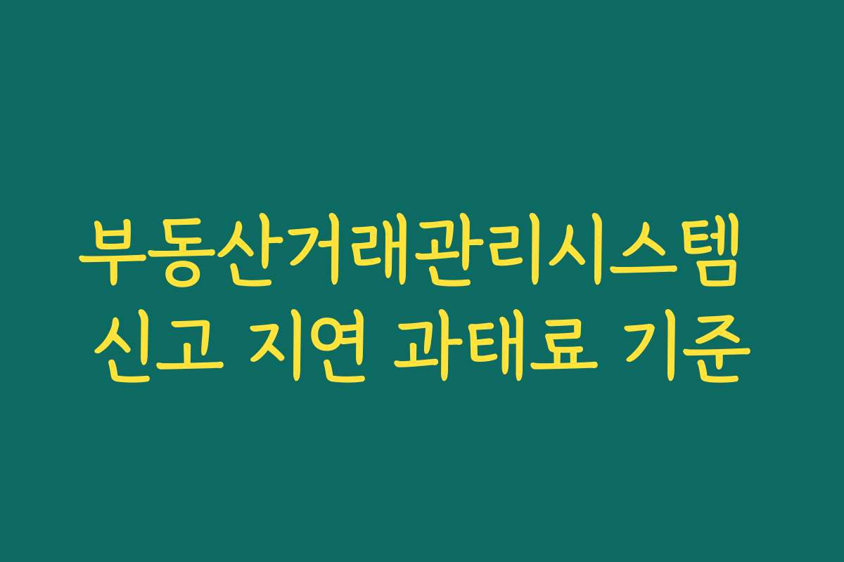 부동산거래관리시스템 신고 지연 과태료 기준 부동산거래관리시스템 신고 지연 과태료 기준