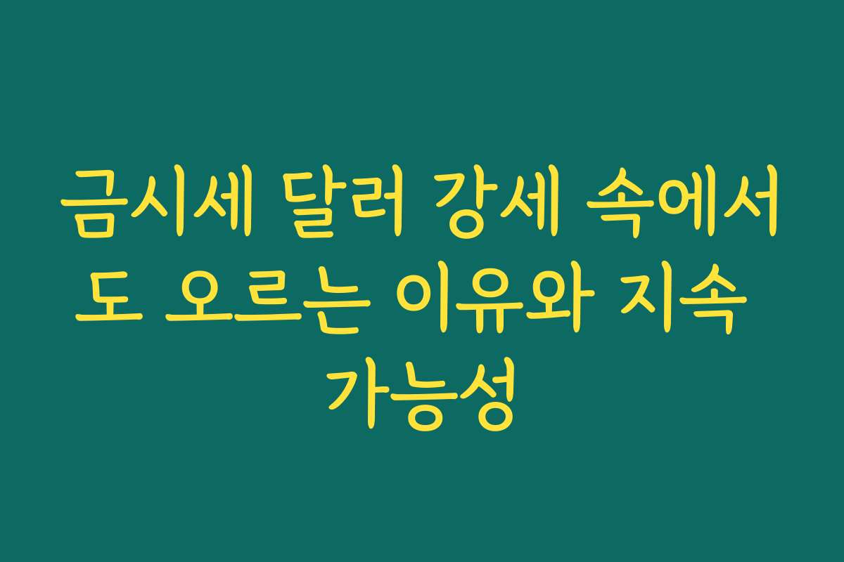 금시세 달러 강세 속에서도 오르는 이유와 지속 가능성