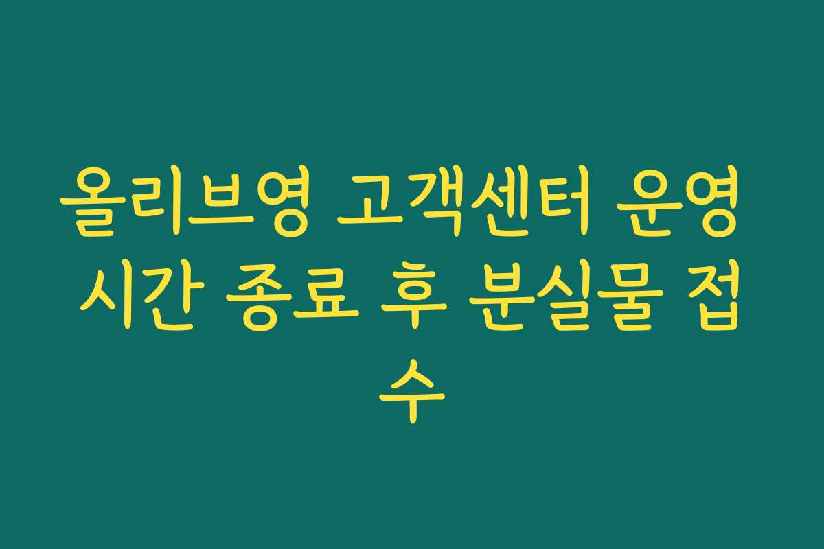 올리브영 고객센터 운영 시간 종료 후 분실물 접수 올리브영 고객센터 운영 시간 종료 후 분실물 접수