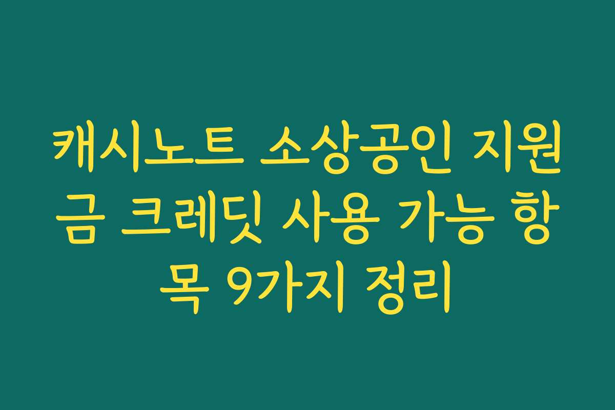 캐시노트 소상공인 지원금 크레딧 사용 가능 항목 9가지 정리 캐시노트 소상공인 지원금 크레딧 사용 가능 항목 9가지 정리