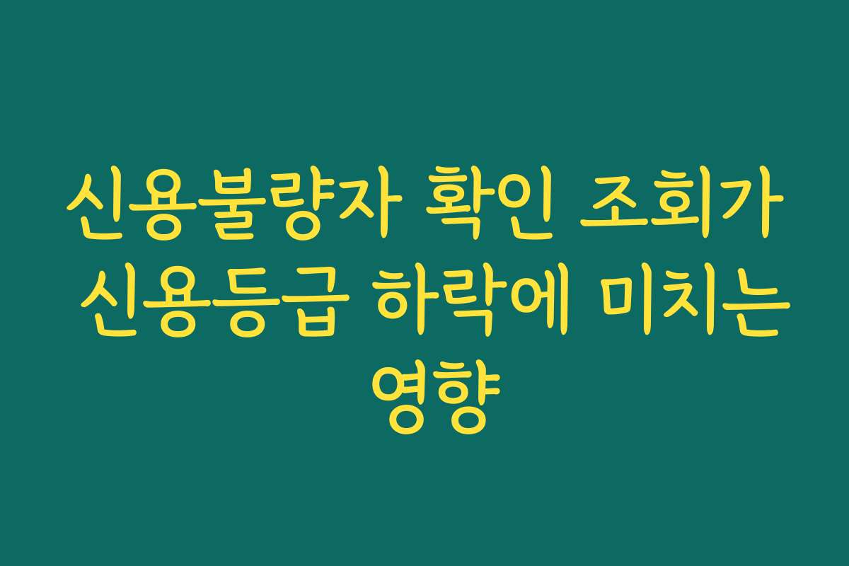 신용불량자 확인 조회가 신용등급 하락에 미치는 영향