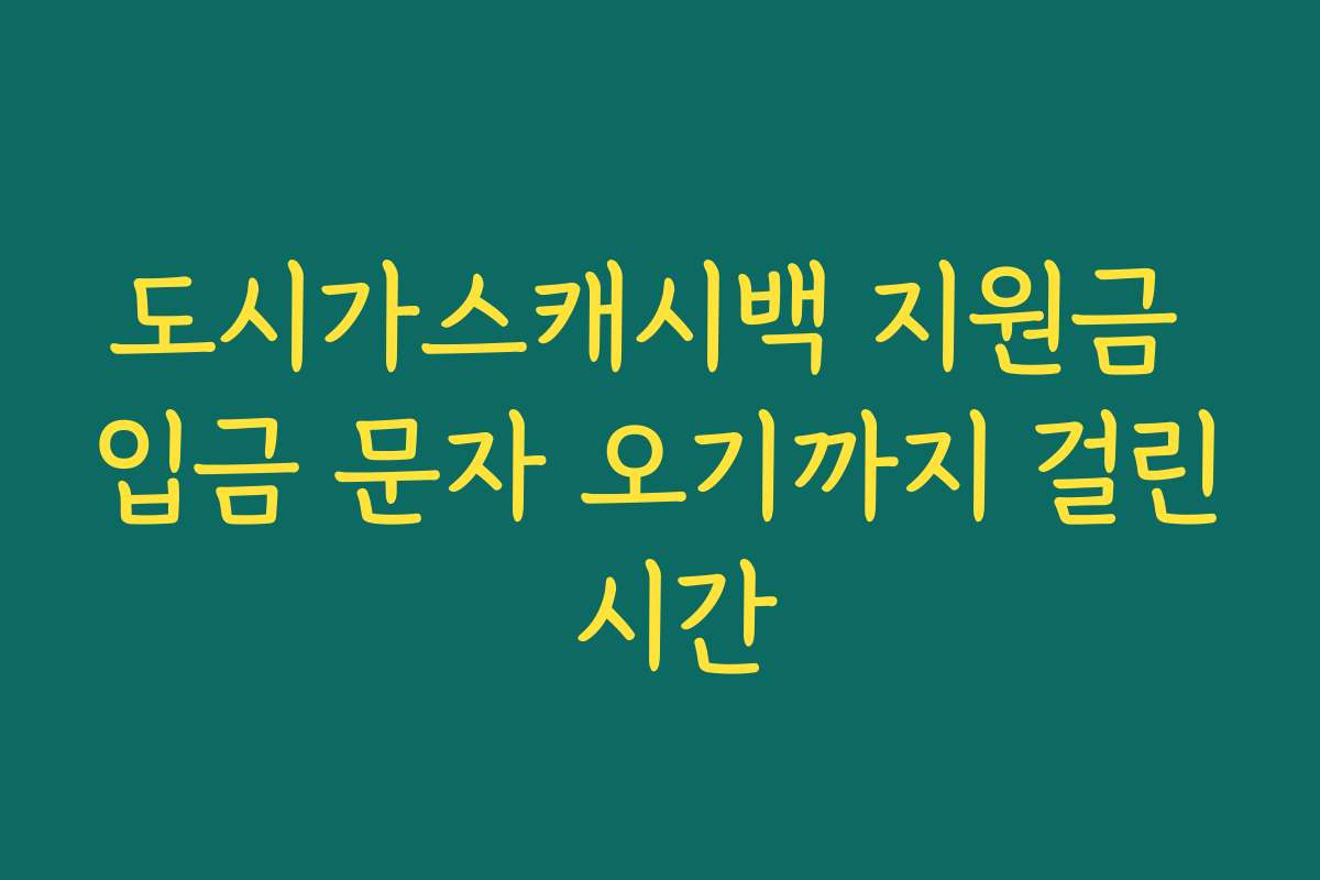 도시가스캐시백 지원금 입금 문자 오기까지 걸린 시간 도시가스캐시백 지원금 입금 문자 오기까지 걸린 시간