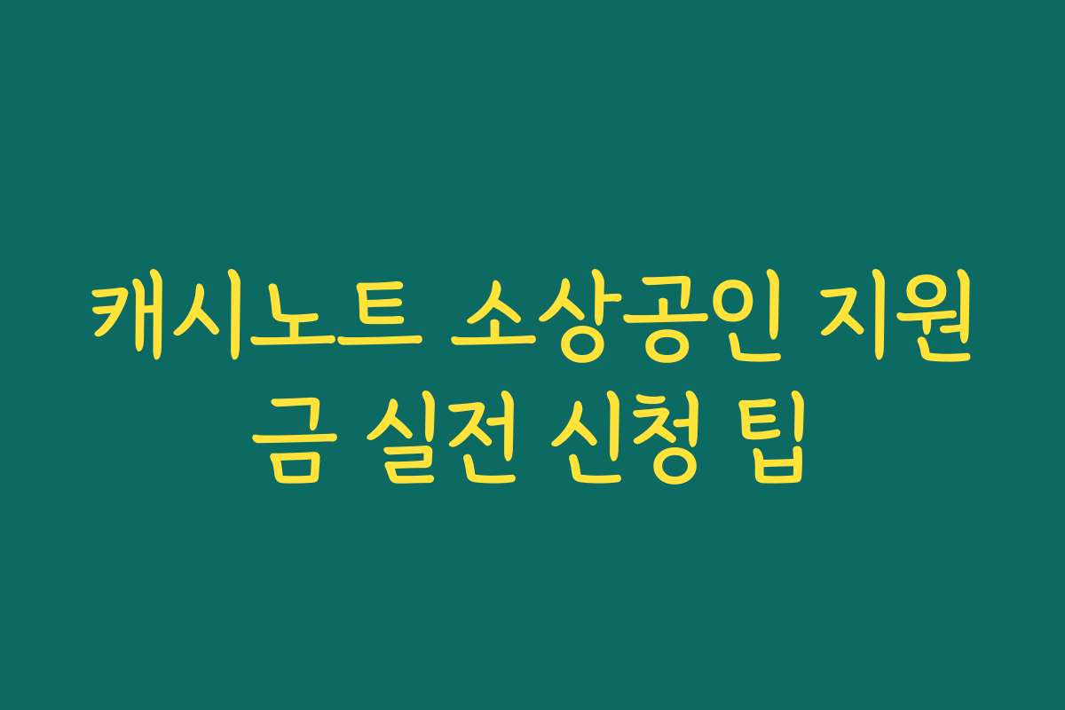캐시노트 소상공인 지원금 실전 신청 팁