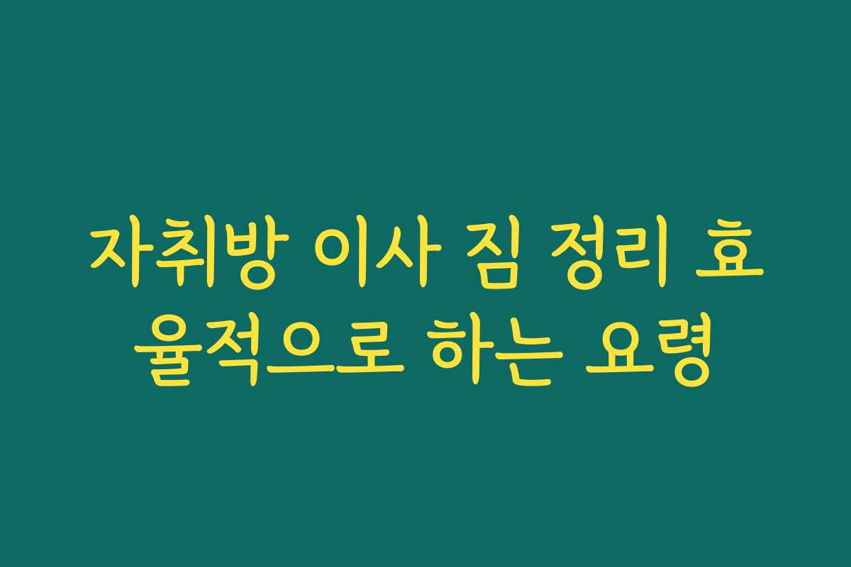 자취방 이사 짐 정리 효율적으로 하는 요령