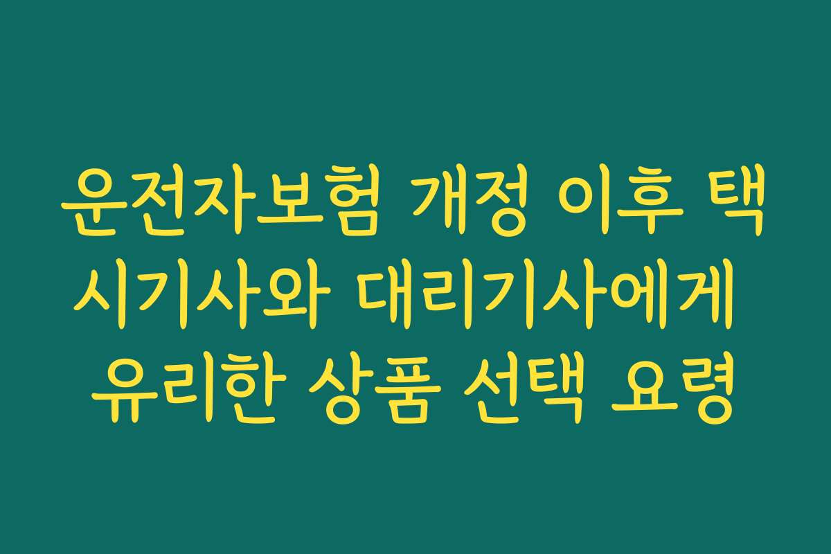 운전자보험 개정 이후 택시기사와 대리기사에게 유리한 상품 선택 요령