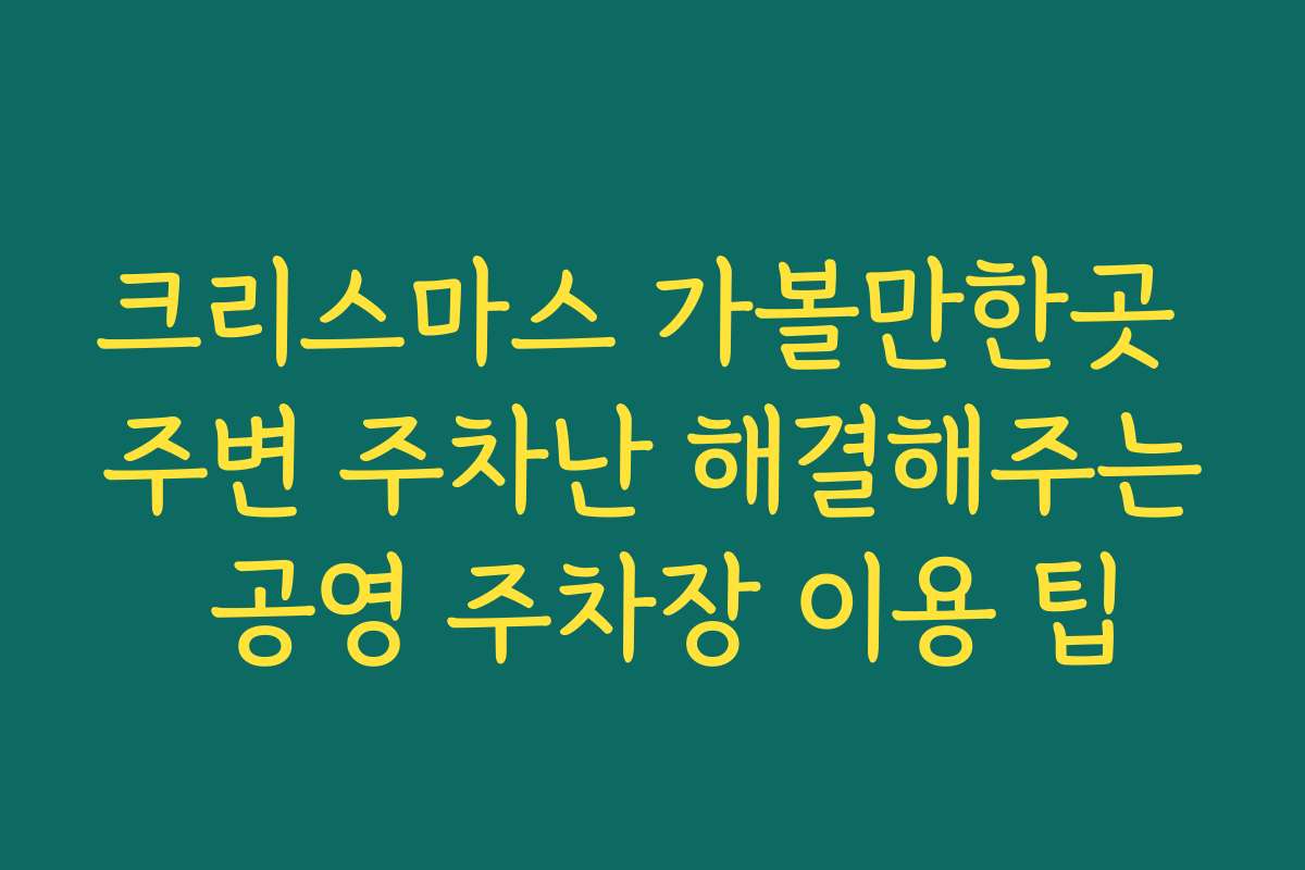 크리스마스 가볼만한곳 주변 주차난 해결해주는 공영 주차장 이용 팁