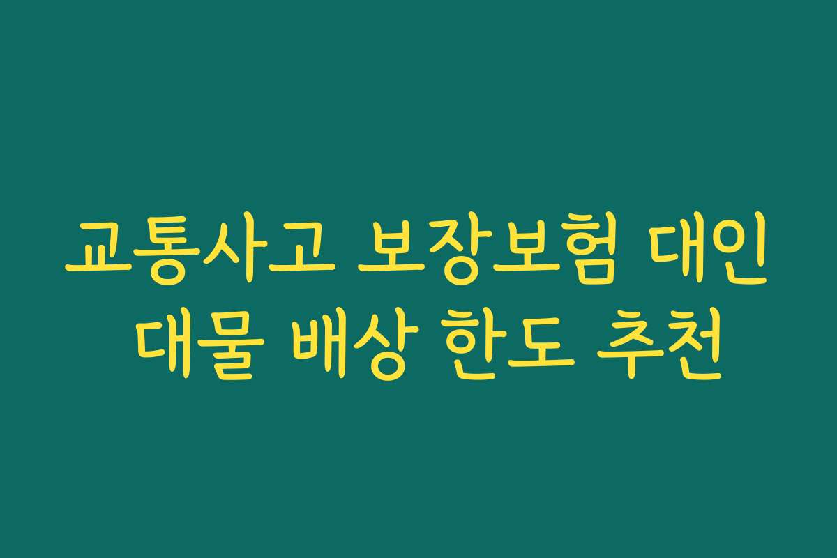 교통사고 보장보험 대인 대물 배상 한도 추천 교통사고 보장보험 대인 대물 배상 한도 추천