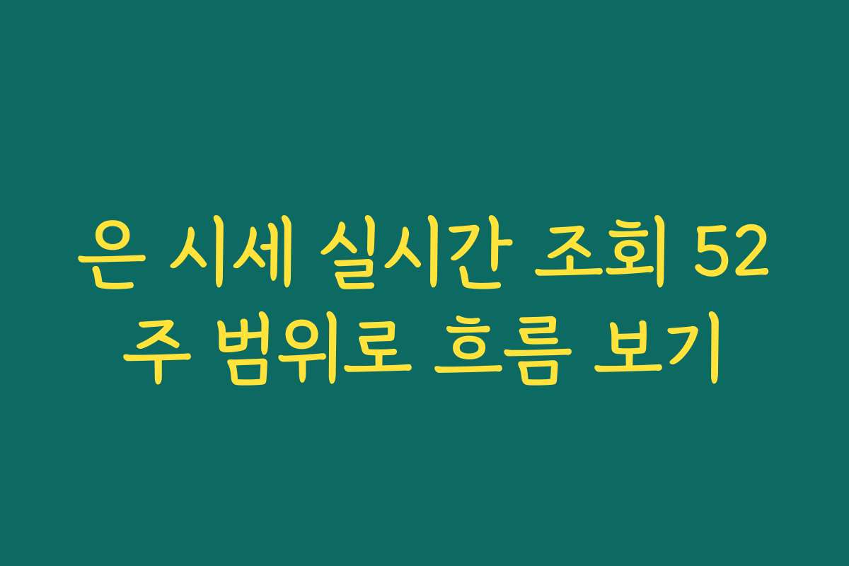 은 시세 실시간 조회 52주 범위로 흐름 보기