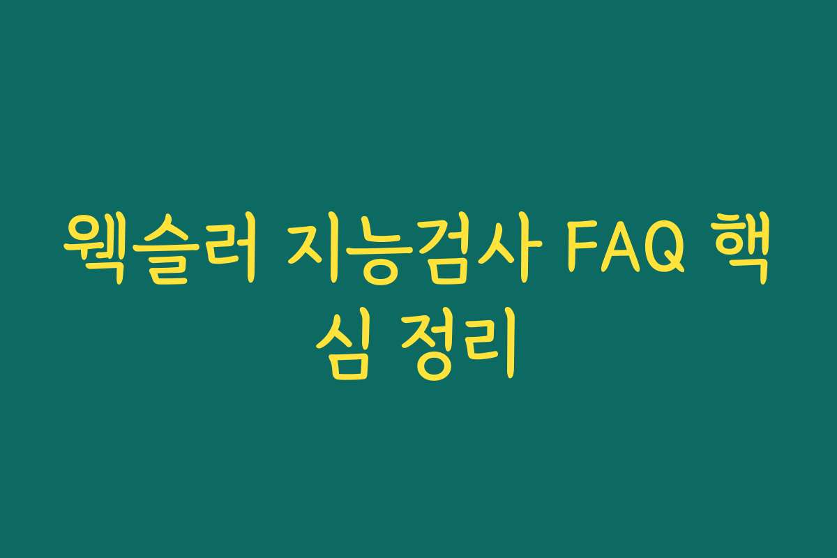웩슬러 지능검사 FAQ 핵심 정리 웩슬러 지능검사 FAQ 핵심 정리