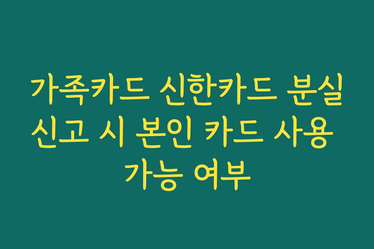 가족카드 신한카드 분실신고 시 본인 카드 사용 가능 여부