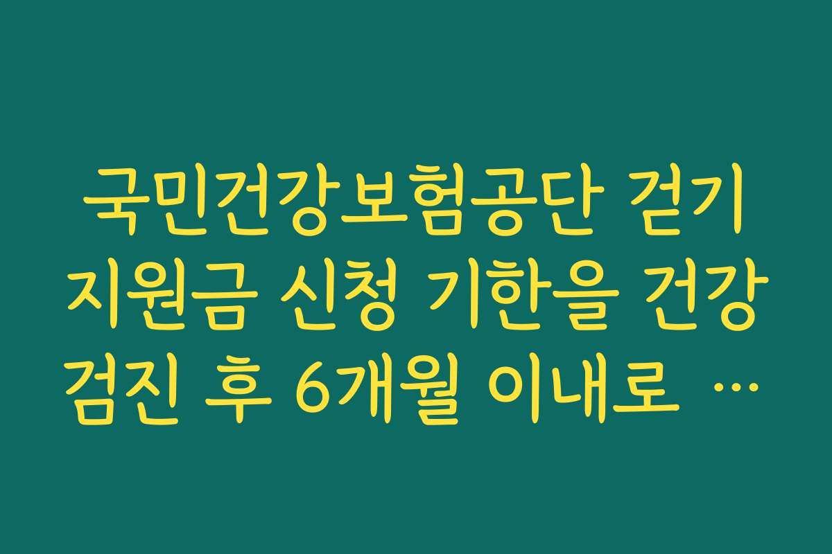 국민건강보험공단 걷기지원금 신청 기한을 건강검진 후 6개월 이내로 지켜야 하는 이유